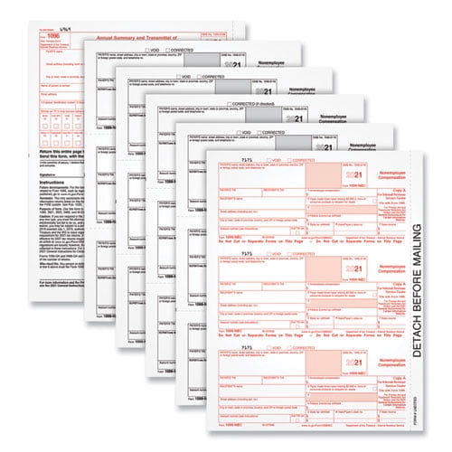 "Five-Part 1099-Nec Tax Forms, 8.5 X 11, 3/page, 50/pack | Bundle of 2 Packs"