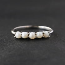 Five Pearl Ring, Pearl Ball Ring, Midi Ring, Stacking Band, 925 Sterling Silver Ring, Handmade Fine Jewelry, Minimalist Ring,