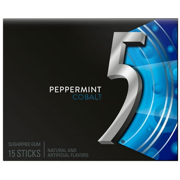 Five Peppermint Cobalt Sugar Free Chewing Gum Sticks Cobalt15.0ea