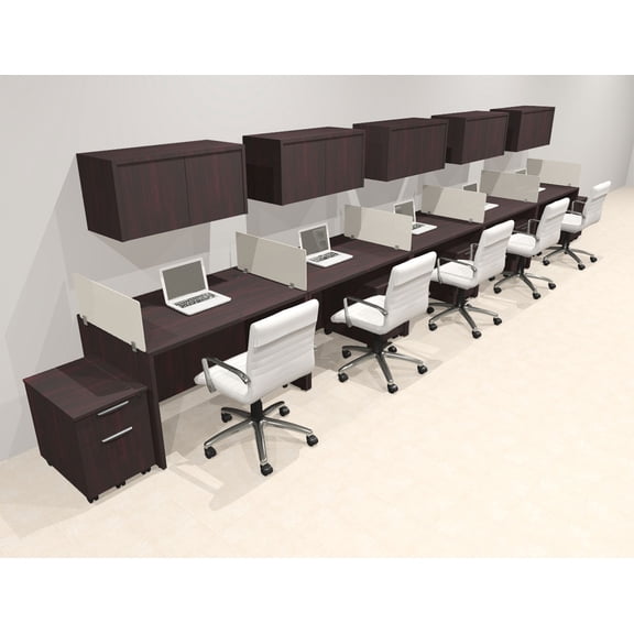 Five Person Modern Acrylic Divider Office Workstation Desk Set, #OT-SUS-SP63