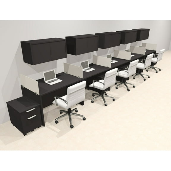 Five Person Modern Acrylic Divider Office Workstation Desk Set, #OT-SUS-SP64
