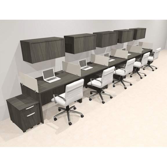 Five Person Modern Acrylic Divider Office Workstation Desk Set, #OT-SUS-SP65