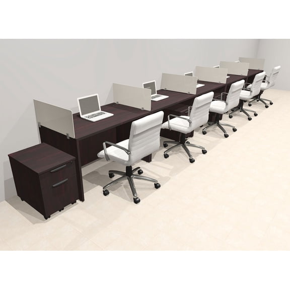 Five Person Modern Acrylic Divider Office Workstation Desk Set, #OT-SUS-SP83