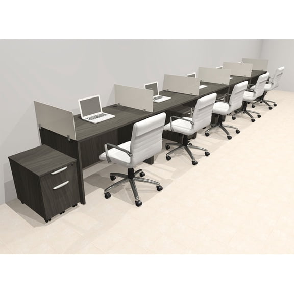 Five Person Modern Acrylic Divider Office Workstation Desk Set, #OT-SUS-SP85