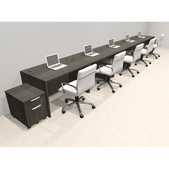 Five Person Modern No Panel Office Workstation Desk Set, #OT-SUS-SPN85
