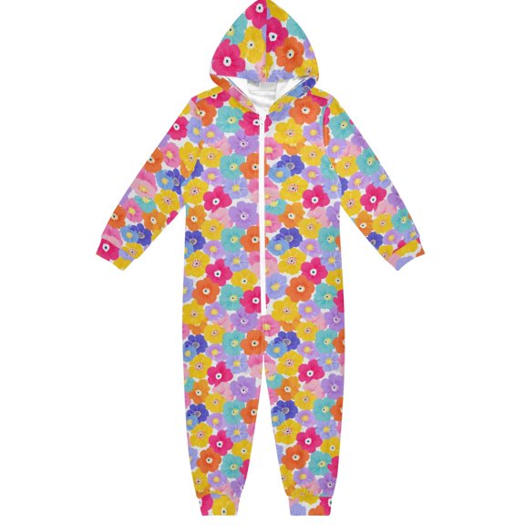 Five Petal Tiles One Piece Pajamas Soft Jumpsuit Cozy Sleep and Play Romper Zipper and Pockets 12-13Y