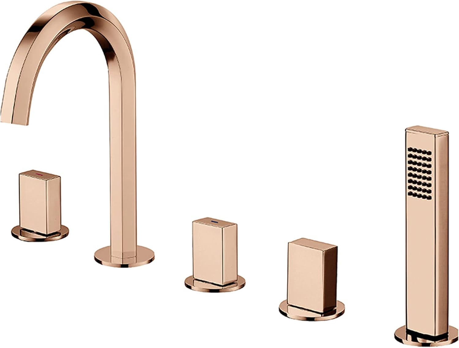 Five-Piece Bathtub Faucet Bathroom Basin Faucet, Washbasin Hot and Cold Water Mixer Tap, Copper Split Type Bathtub Shower Faucet Set, Electroplating,A