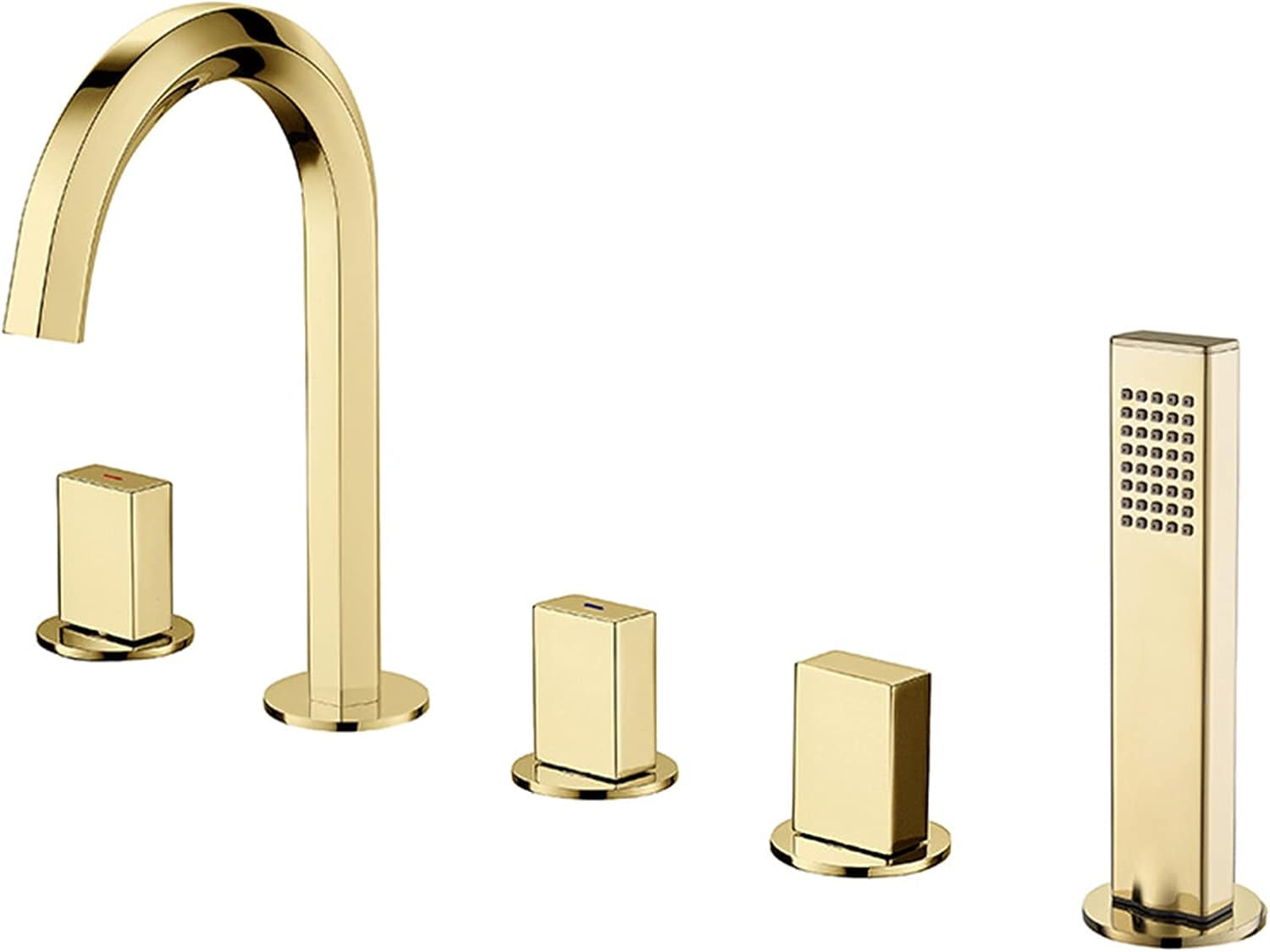 Five-Piece Bathtub Faucet Bathroom Basin Faucet, Washbasin Hot and Cold Water Mixer Tap, Copper Split Type Bathtub Shower Faucet Set, Electroplating,A