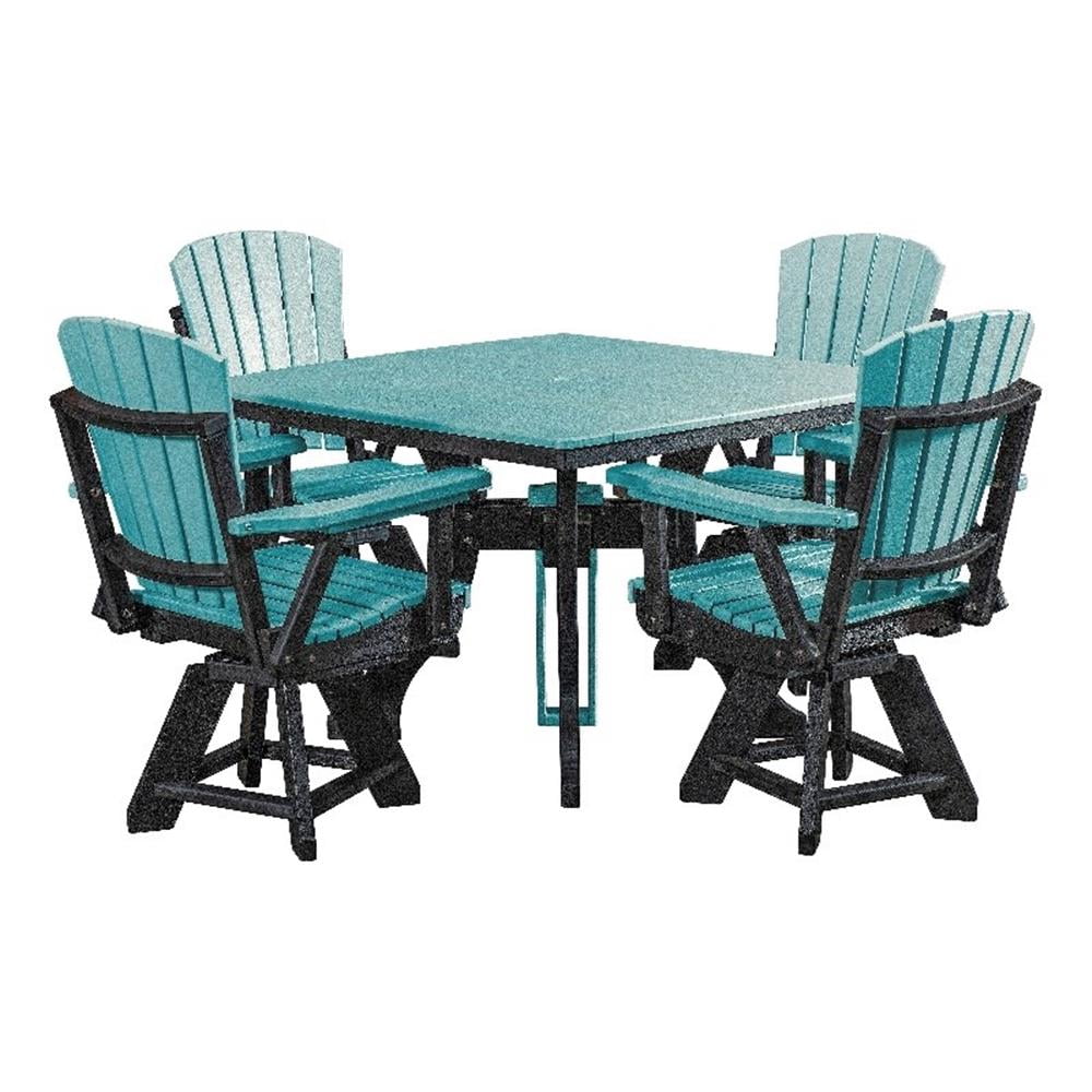 Five Piece Square Dining Height Dining Set in Aruba Blue/Black
