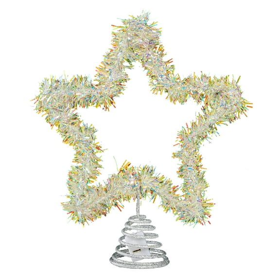 Five-Pointed Christmas Tree Topper Star – Felt Cloth Tree Top Decoration with Stainless Steel Base – Elegant Tree Ornament for Holiday Home & Party Decor