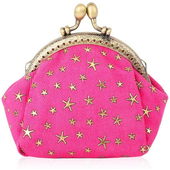 Five-Pointed Star Coin Purse Denim Change Pouch Wallets Buckle with Kisslock Clasp Coin Holder Clutch Handbags for Women Ladies
