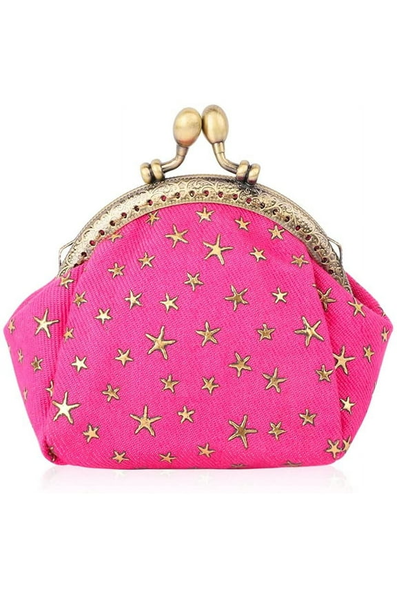 Five-Pointed Star Coin Purse Denim Change Pouch Wallets Buckle with Kisslock Clasp Coin Holder Clutch Handbags for Women Ladies