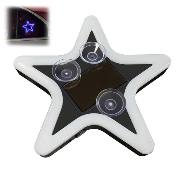 Five Pointed Star Light for Car Windows, Solar-Powered Vehicle LED Neon Light with Suction Cups, Cute Car LED Neon Lamp for Rear & Side Window