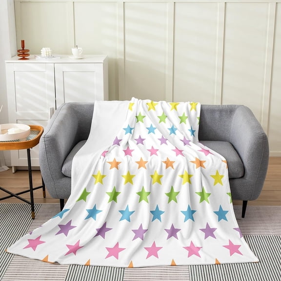 Five-Pointed Star Print Plush Throw Blanket Baby 30"x40" Kids Geometric Flannel Fleece Blanket Soft for Sofa Couch Modern Art All Season,Bed Blanket Iris Room Decor