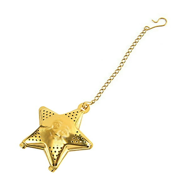 Five-Pointed Star Tea Strainer Titanium Gold, Star Shapepractical Snap Stainless Steel Mesh Tea Ball Infuser Tea Strainer