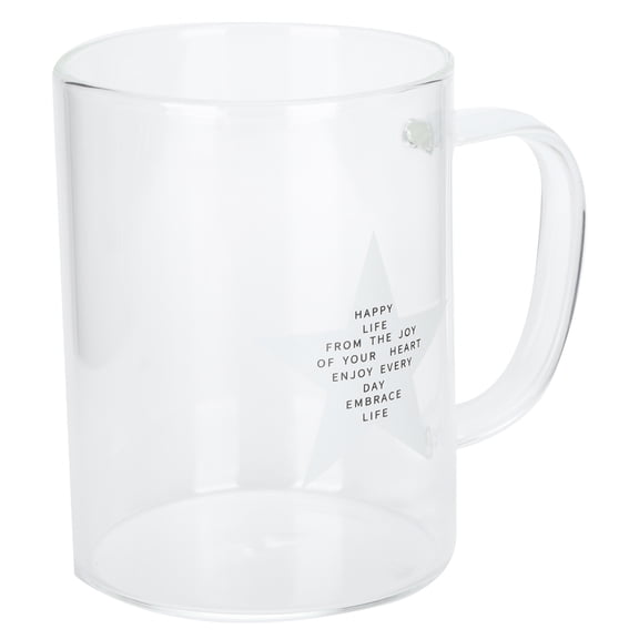 Five Pointed Star Transparent High Borosilicate Glass Milk Coffee Mug 11.8 oz