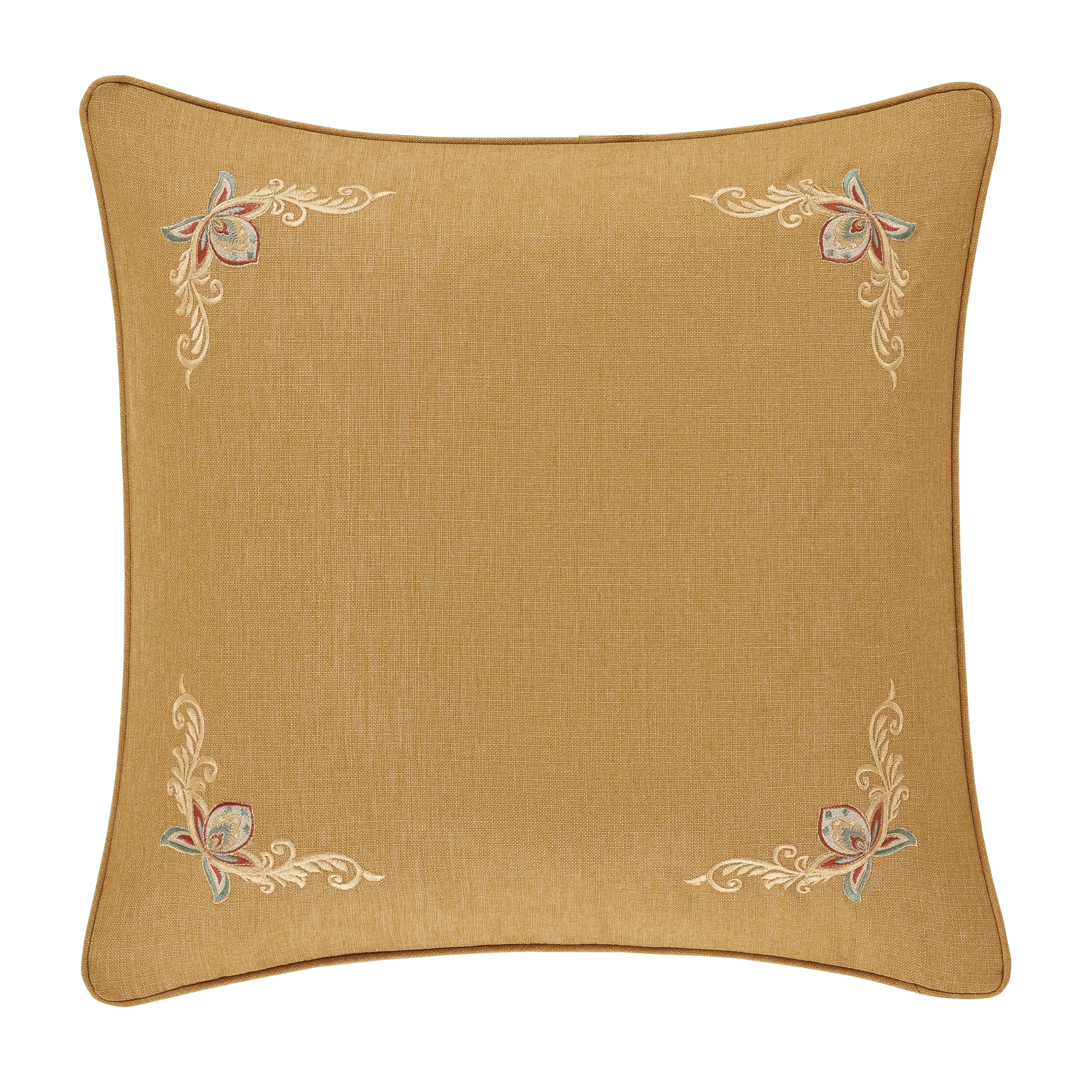 Gold Embroidered Euro Sham with Floral Design