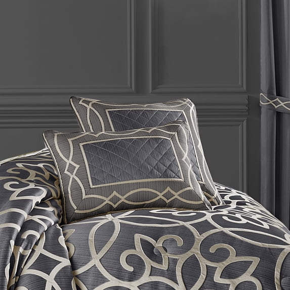 Five Queens Court Darwin Charcoal 20 Inch Square Decorative Throw Pillow
