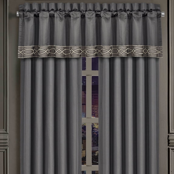 Five Queens Court Darwin Charcoal Window Straight Valance