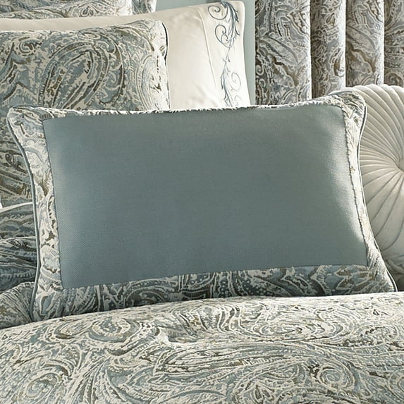 Five Queens Court Garrison Blue Paisley Decorative Boudoir Pillow