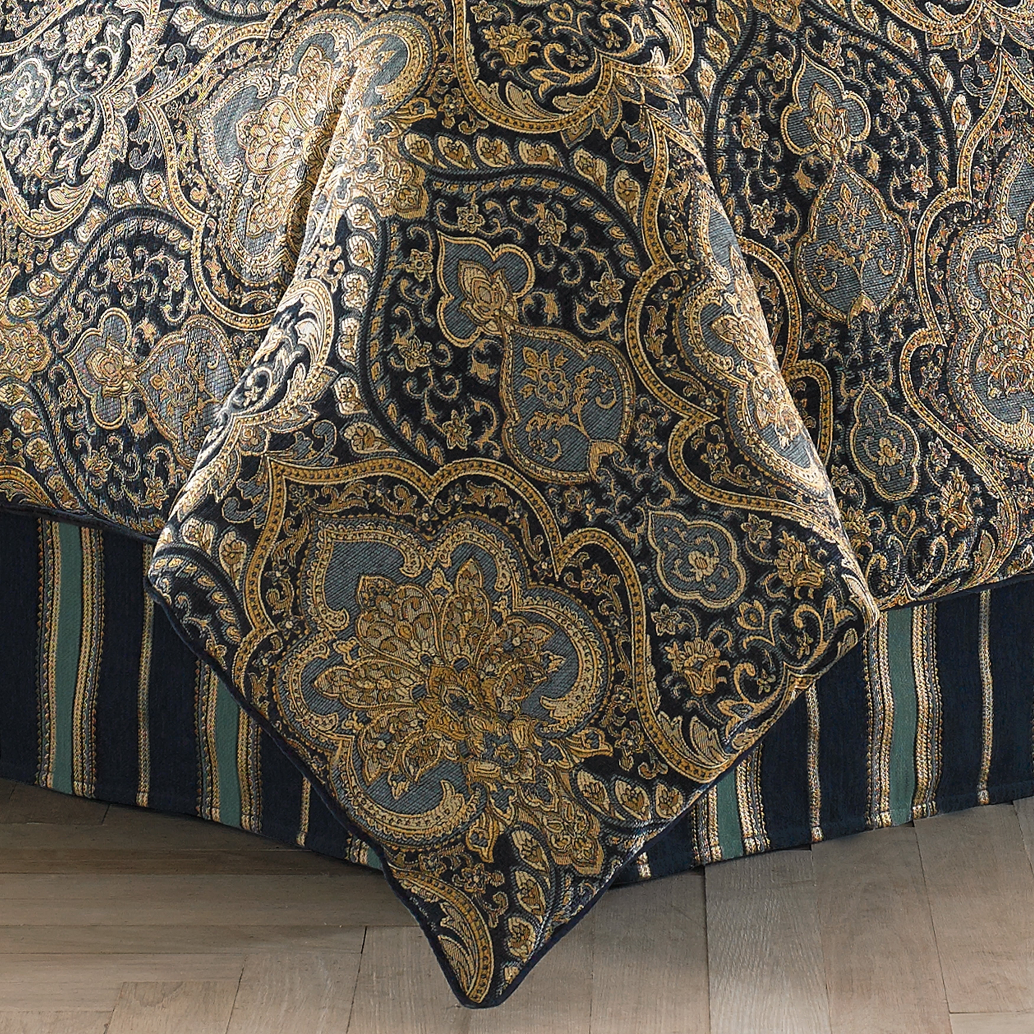 Palmer Navy and Gold Woven Chenille King Comforter Set