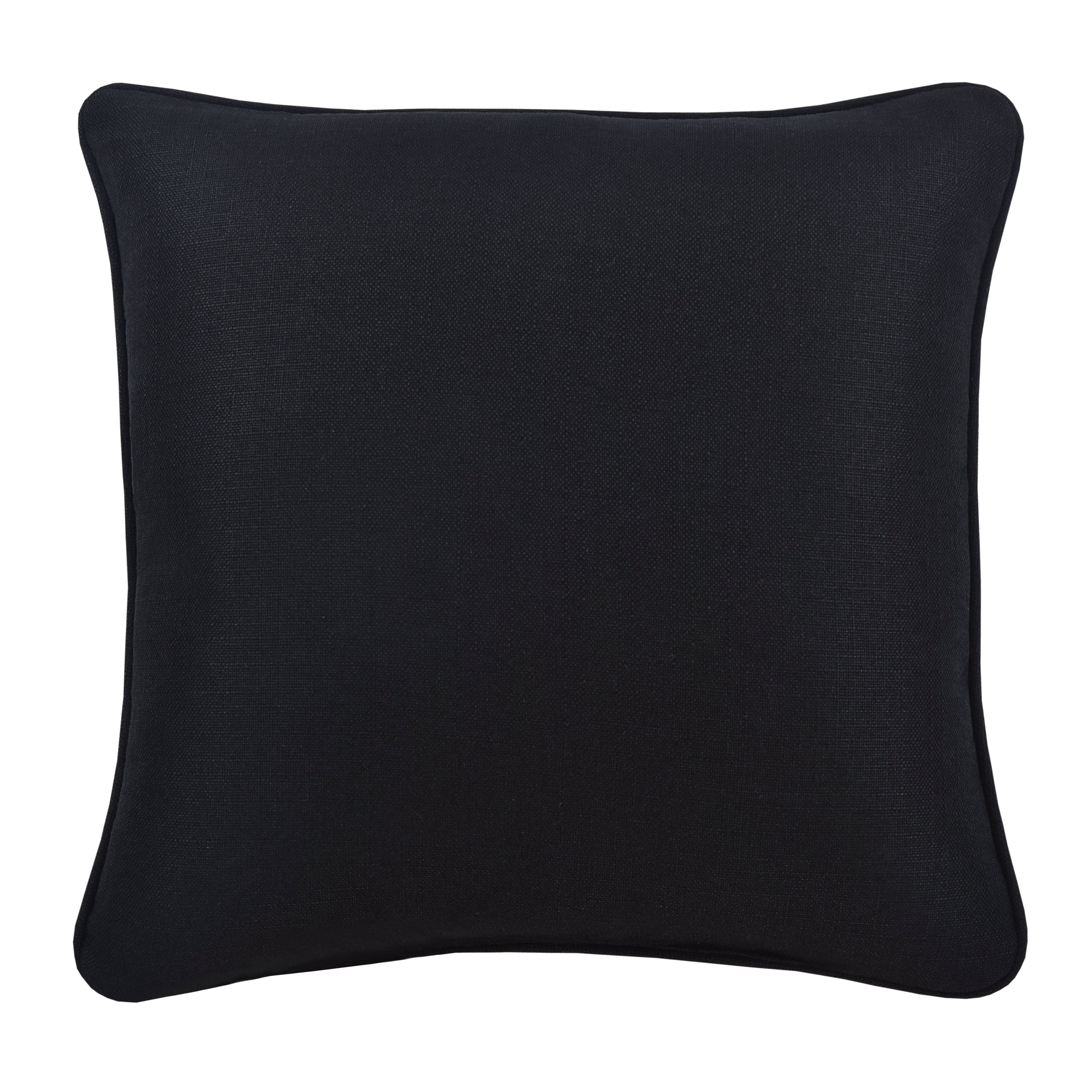 Stefania Black Floral Embroidered Cotton Throw Pillow 18" x 18"