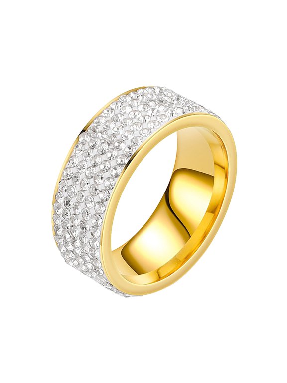 Five Ring Fashion Stainless Steel Couple Band Comfort Fit Wedding Jewelry Set,5.5 cm,Gold