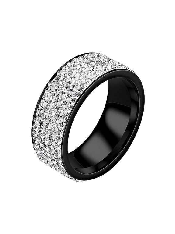 Five Ring Fashion Stainless Steel Couple Ring Band Jewelry For Men Women,5.2 cm,Black