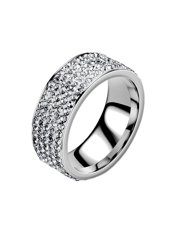 Five Ring Fashion Stainless Steel Couple Ring Made from stainless steel this stylish set of five rings offers a sleek modern for daily wear and occasions e s Versatile design,5.98 cm,Silver