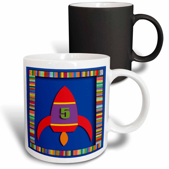 3drose, Five, Rocket, 11oz Magic Transforming Mug