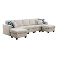 thumbnail image 1 of Five Seat Fabric Linen Blend Modular Sofa with Two Ottoman-Beige, 1 of 8