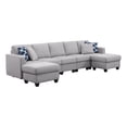 thumbnail image 1 of Five Seat Fabric Linen Modular Sofa with Two Ottoman-Light Gray, 1 of 8