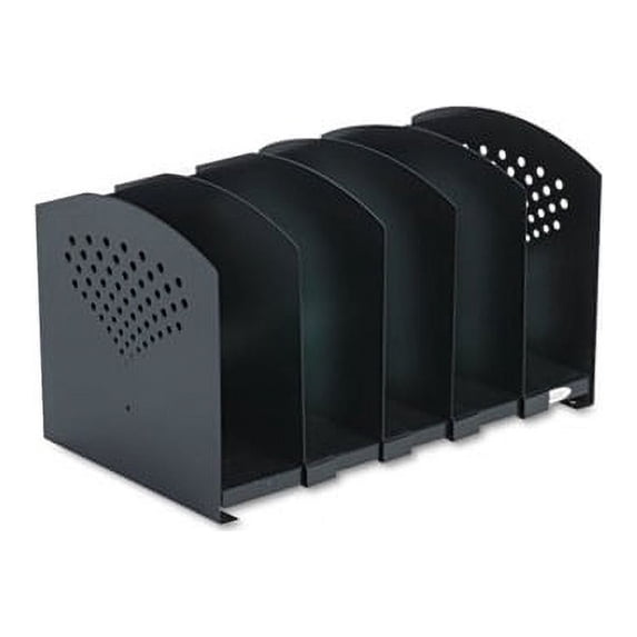 Five-Section Adjustable Book Rack Steel, 15 1/4 x 9 x 9 1/4, Black