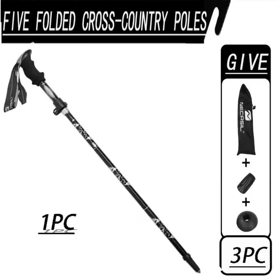 Five Section Folding Folding Trekking Pole For Hiking And Walking, Lightweight 7075 Aluminum, Strong Outer Lock And High-Density Eva Grip