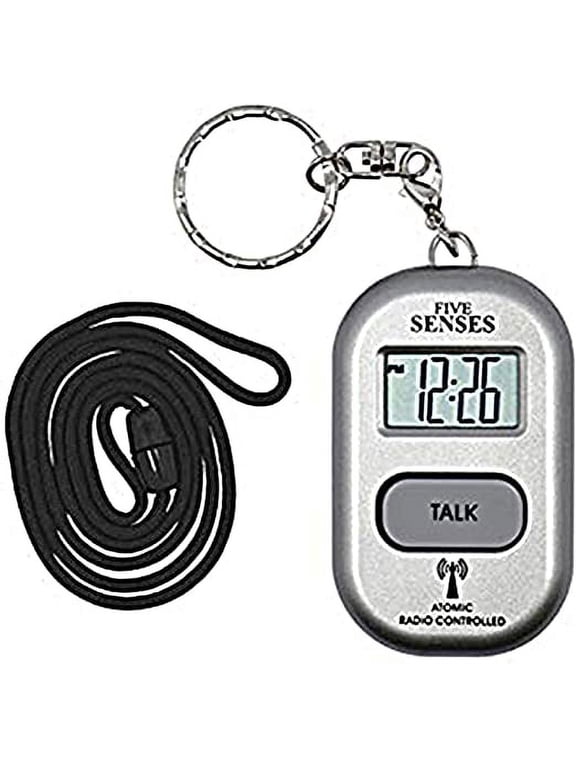 Five Senses Atomic English Talking Watch! - Sets Itself 5 Senses Talking Pendant Plus Key Chain Interchangeable UK & USA User only - Model 1281A - Silver