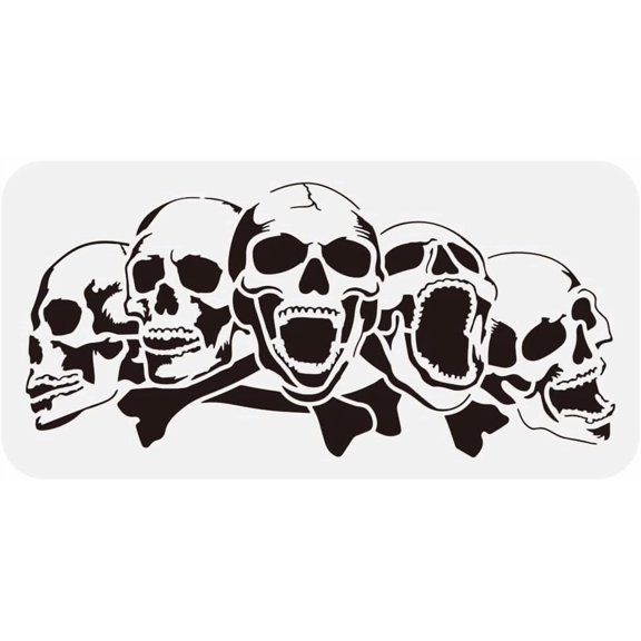 Five Skulls Large Stencil 5.9x11.8inch Terrifying Head Stencils Reusable Scary Decoration Stencil Theme Horror Templates