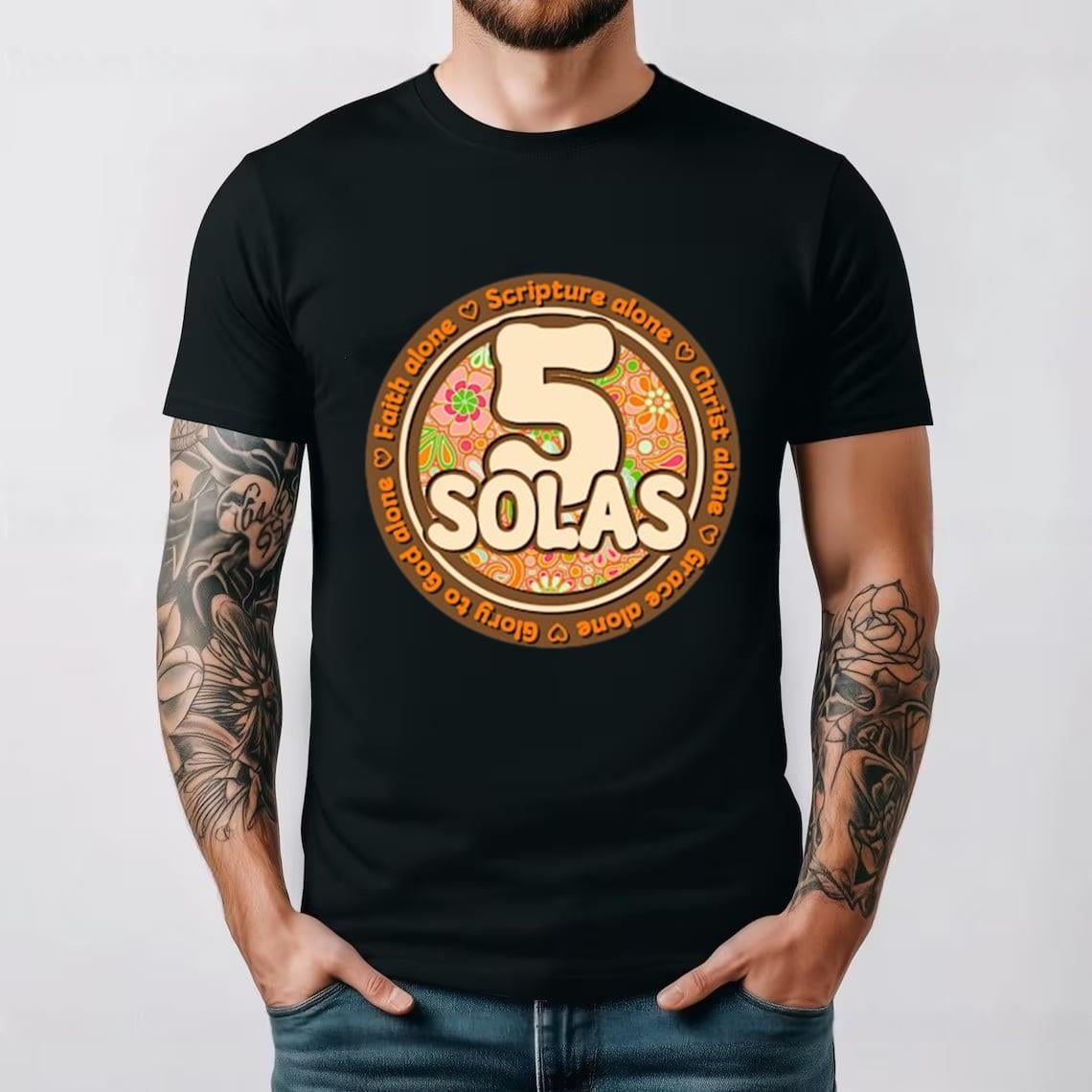 Five Solas Unisex T shirt with Reformation Christian Theology Message Five Solas Unisex T shirt with Reformation Christian Theology Message