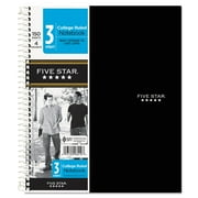 Five Star 06210 11 in. x 8.5 in. Sheets 3-Subject Medium/College Rule Wirebound Notebook - Randomly Assorted Cover Color