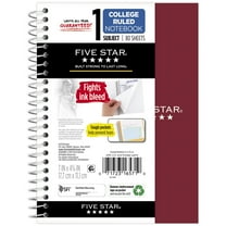 Five Star 1 Subject 7x5 Notebook Burgundy