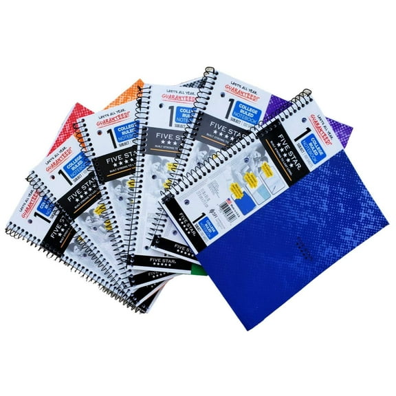 Five Star 1 Subject College Ruled Spiral Notebook Blue