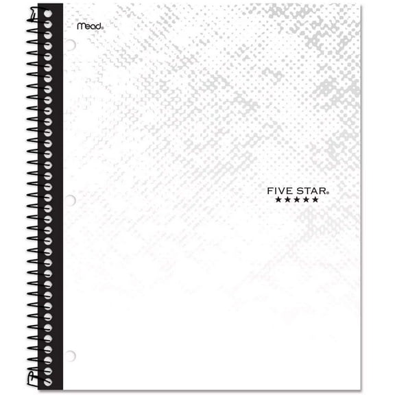 Five Star 1 Subject College Ruled Spiral Notebook White