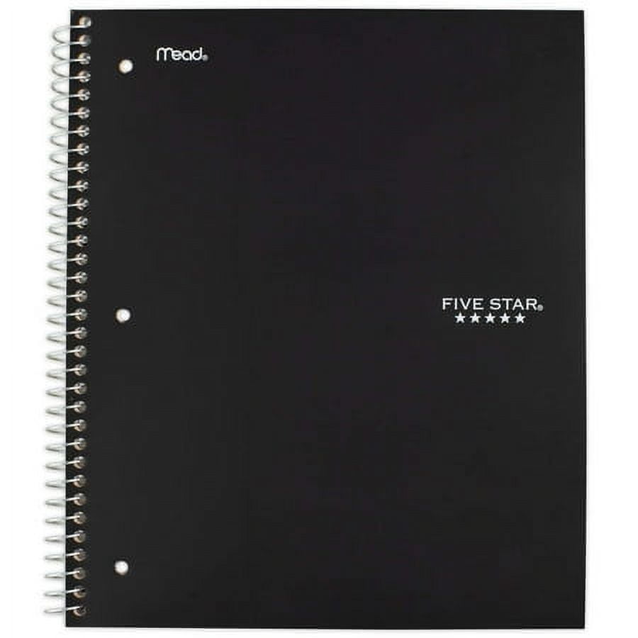 Five Star 1 Subject Graph Ruled Spiral Notebook, 11in x 8.5in, Black, 100 Pages