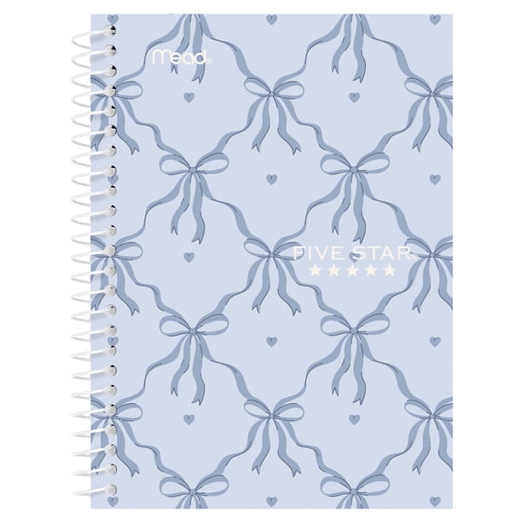 Five Star 1 Subject Personal College Ruled Poly Notebook, Blue Bows