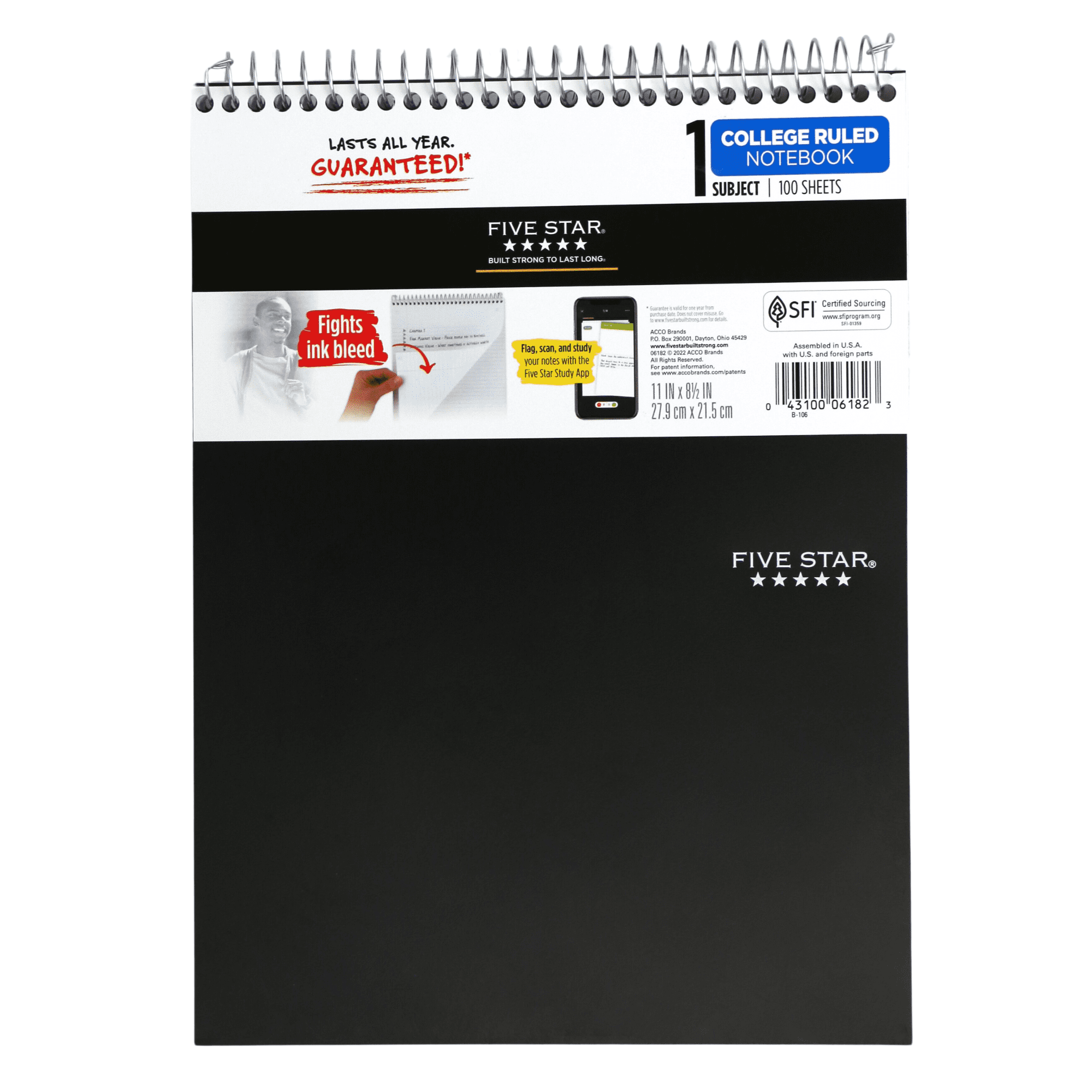 Five Star 1-Subject Spiral Top Bound Notepad [College Ruled]: 8-1/2 in ...