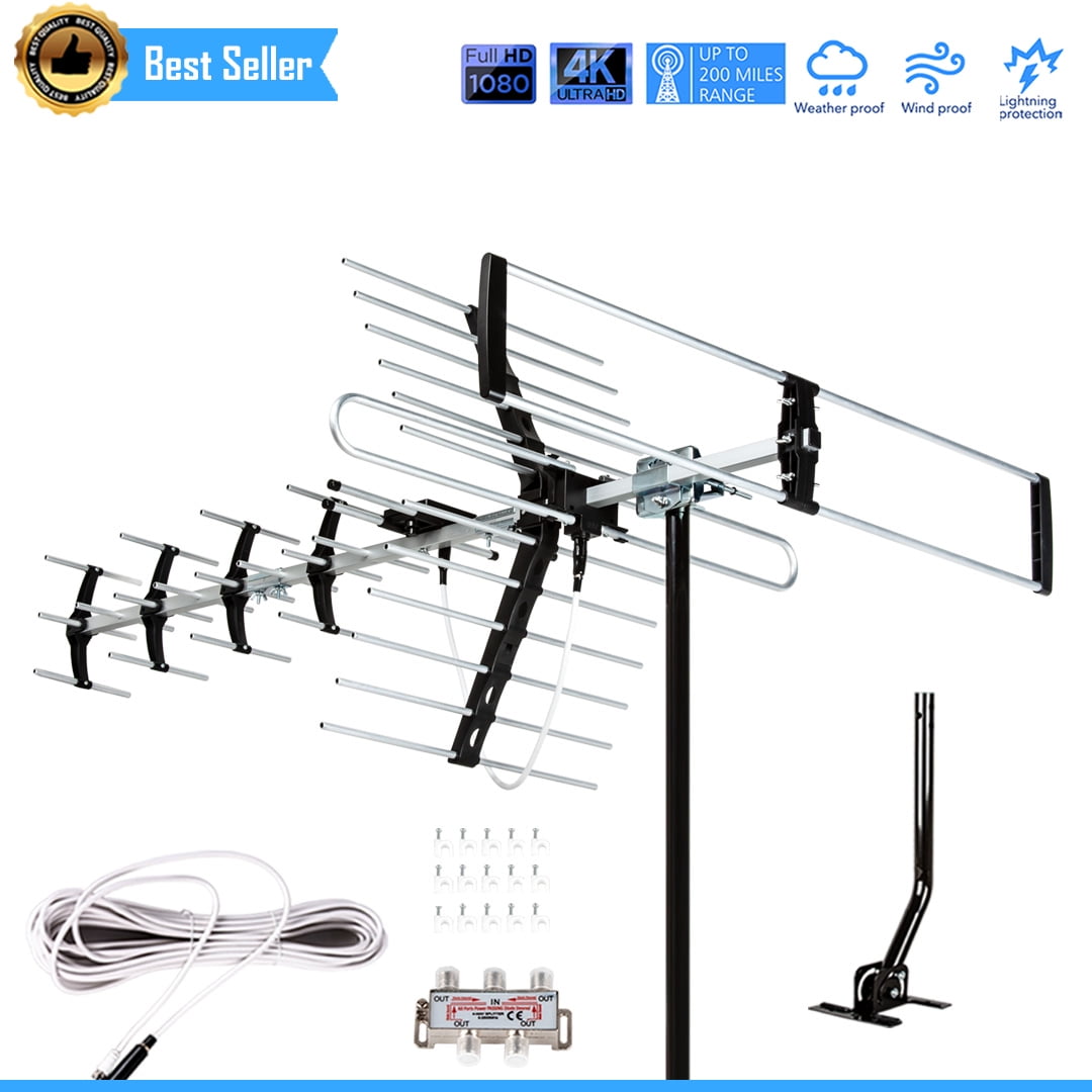 Outdoor Amplified HD TV Antenna – 150-Mile Range, 23dB Rotor, 350° Rotation, UHF/VHF/FM 1 thumbnail image