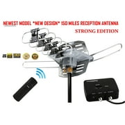 Five Star 150 miles Wild Range Outdoor TV Antenna Up to 150 Miles Long Range with Motorized 360 Degree Rotation UHF/VHF/FM Radio with Remote Control