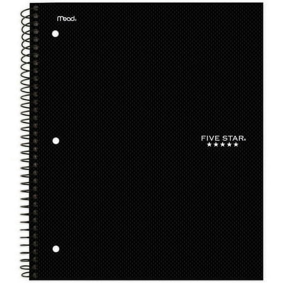 Five Star 170 sheet College Ruled 1 Subject Spiral Notebook Black