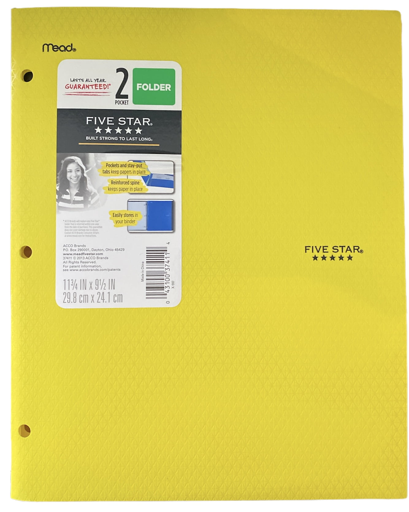 昕薇 Fort Peat ２冊セット Five Star® Two-Pocket Stay-Put Plastic Folder - Mead 38049 PK