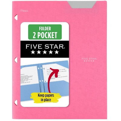 Five Star 2 Pocket Poly Portfolio Prom Pink