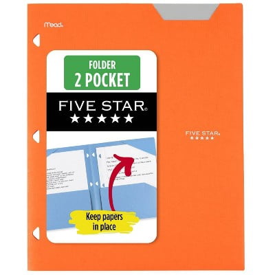 Five Star 2 Pocket Poly Portfolio Solar Orange